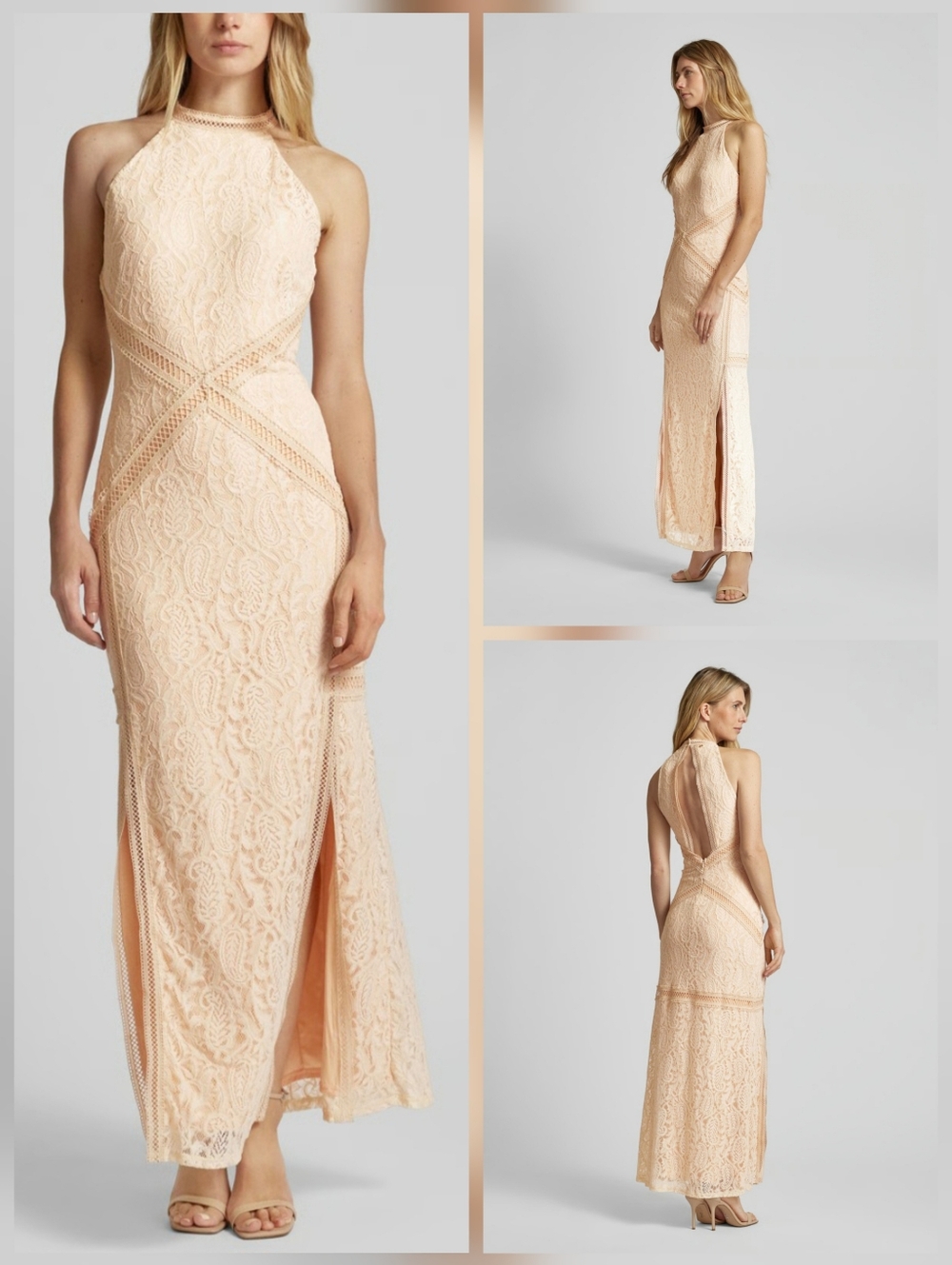 Guess-Liza Lace Maxi Dress- Cream- SZ M